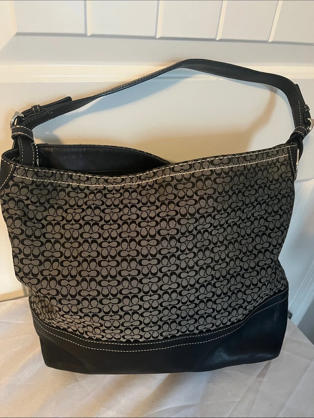 Coach signature Black and Gray Patterned Women’s Shoulder Bag